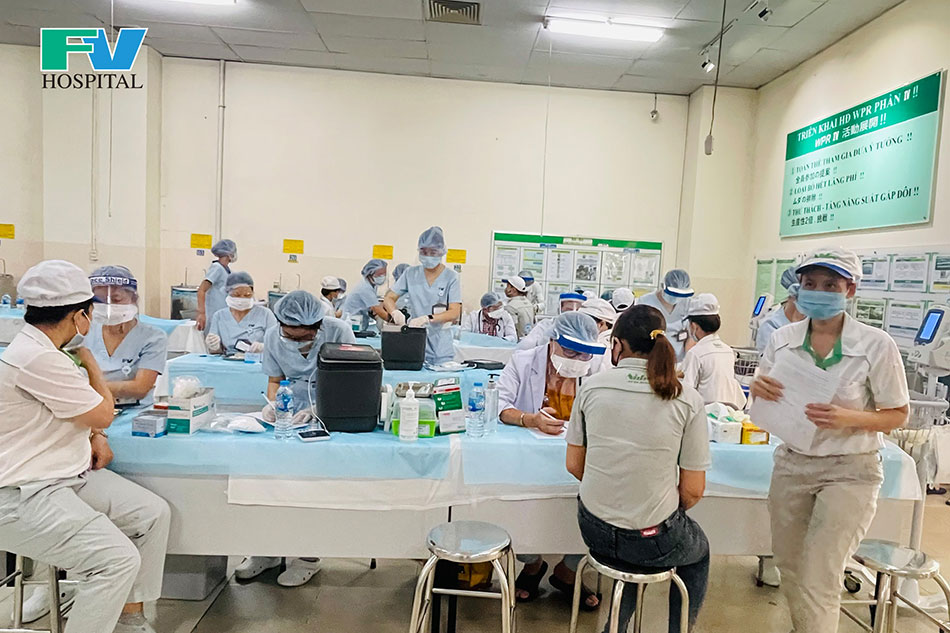 Staff of Nidec Sankyo who attended the first vaccination session with 1000 vaccine doses