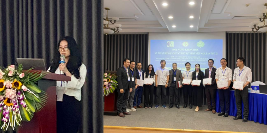Ms Nguyen Thi Ngoc Kieu, Hy Vong Cancer Care Centre, FV Hospital, receives an outstanding presenter certificate.