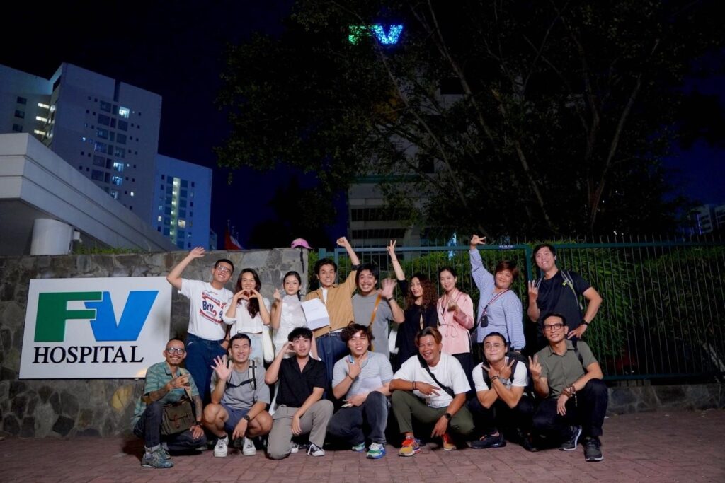 That’s a wrap! The film crew pose after shooting the final scenes of "Never See You Again" at FV Hospital.