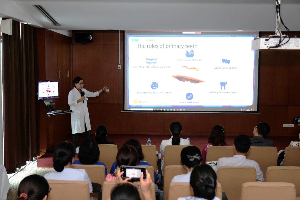 Dr Nguyen Thi Minh Khue provided insights on proper care, highlighting the role of primary teeth in jaw development, speech, and chewing in children 