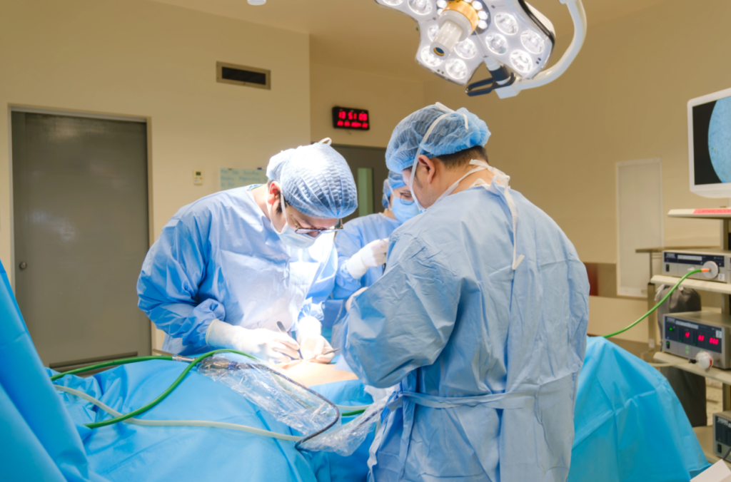 The obstetricians at FV Hospital perform a caesarean section for the patient at week 36