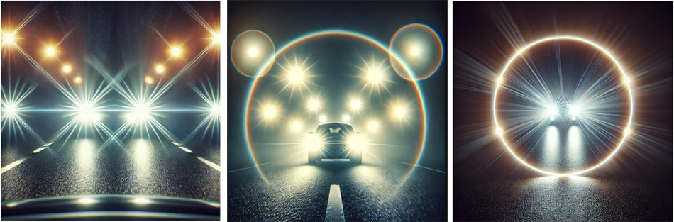 Simulation of high-order aberrations when viewing car lights at night