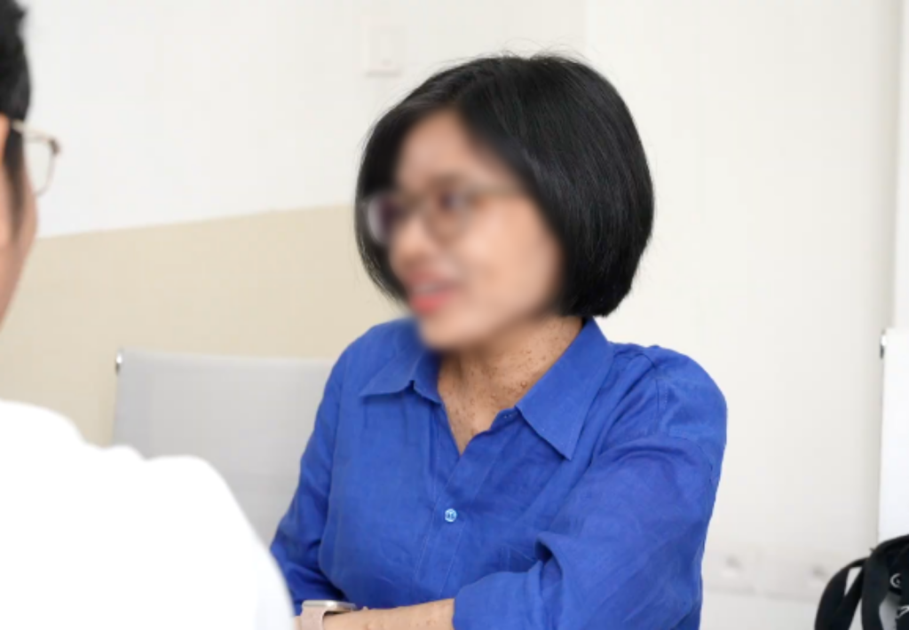 Patient Khanh Vy having a check-up at FV Hospital