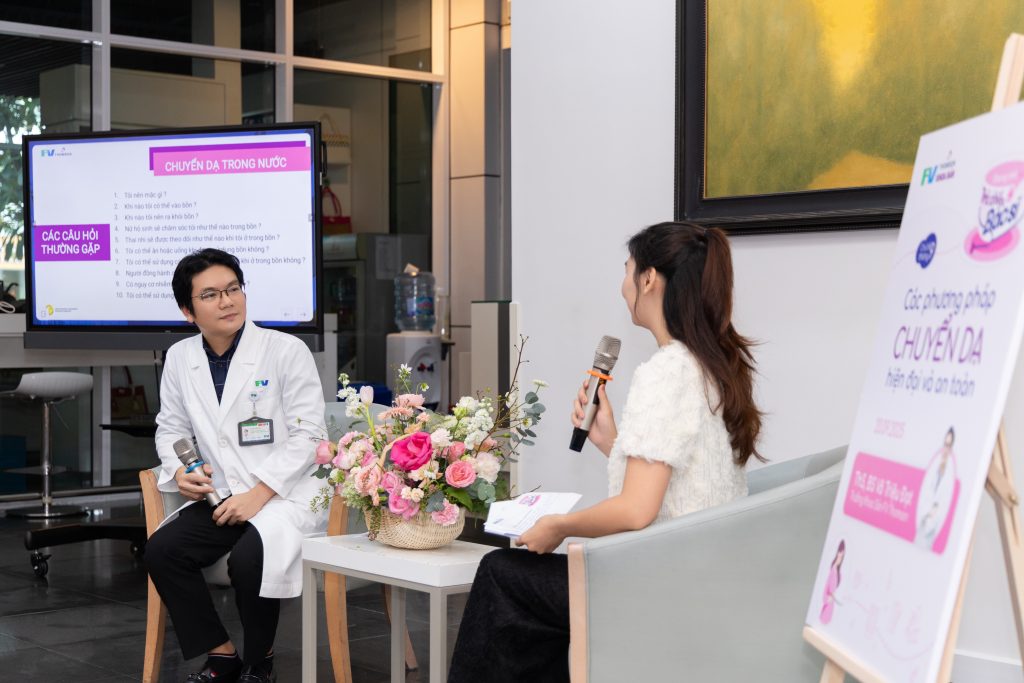 Doctor responding to queries from mothers-to-be.